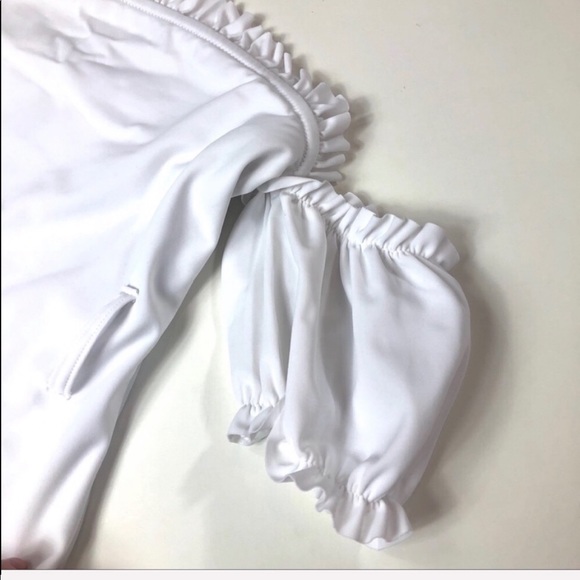 Something Navy one piece off shoulder swimsuit - Picture 5 of 7